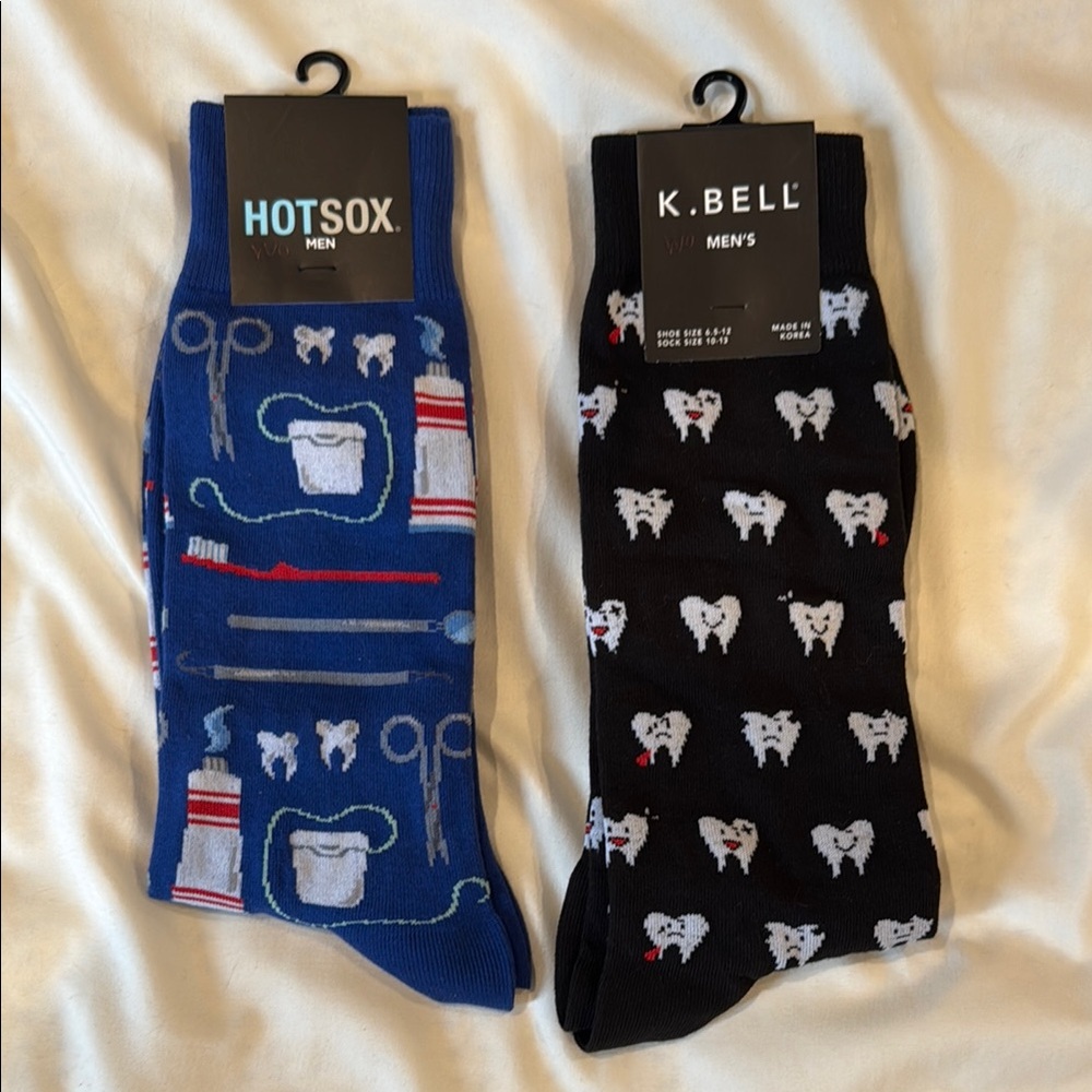 Hot Sox Men's Blue Dental Pattern Socks